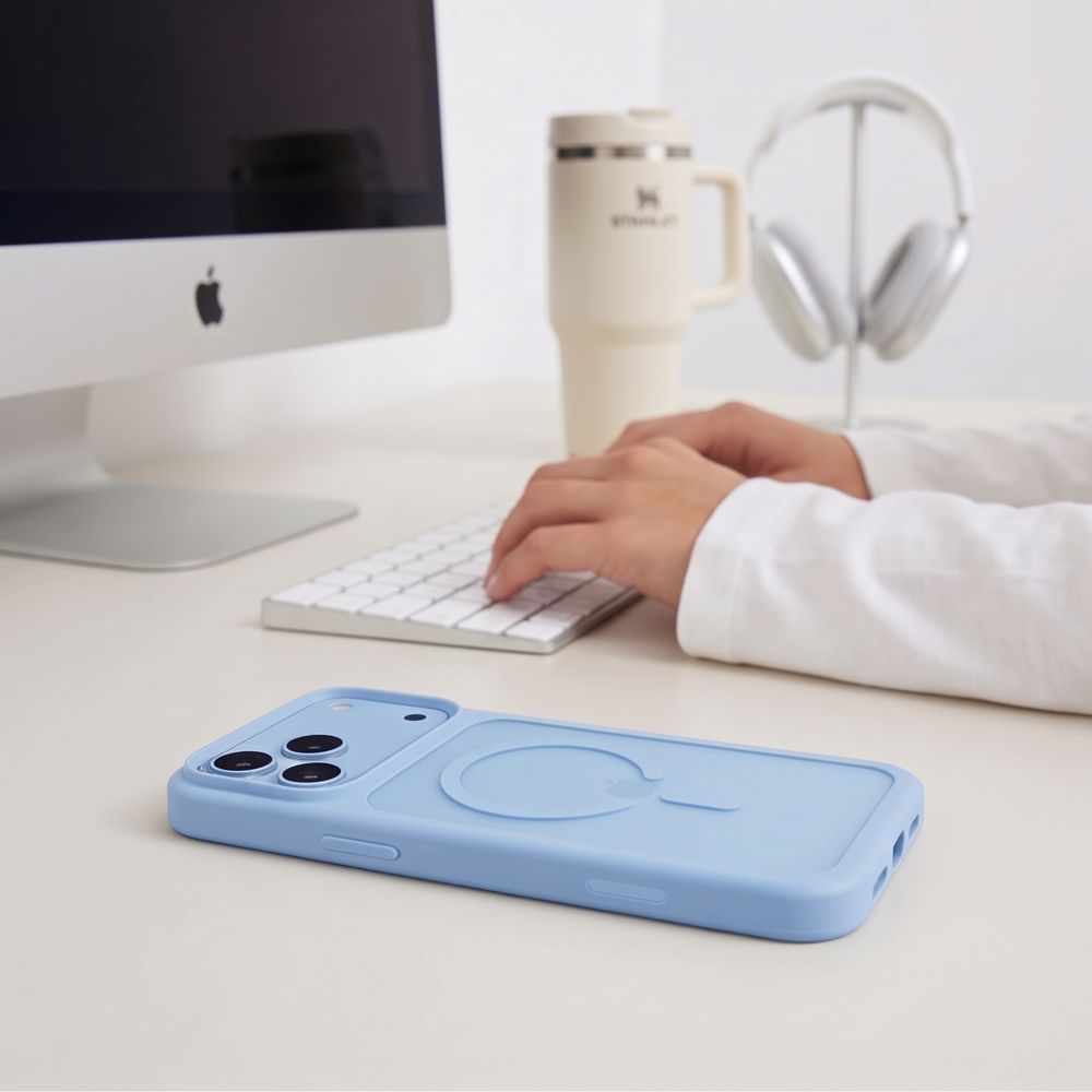 Tech-Protect Magmat MagSafe CC dėklas iPhone 18 Pro / 17 Pro - matinė šviesiai mėlyna -- iPhone 18 Pro / iPhone 17 Pro