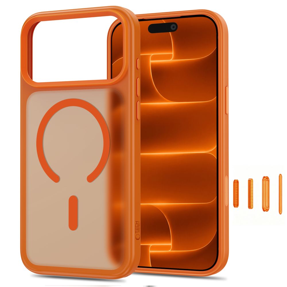 Tech-Protect Magmat MagSafe CC dėklas iPhone 18 Pro Max / 17 Pro Max - matinė oranžinė -- iPhone 18 Pro Max / iPhone 17...