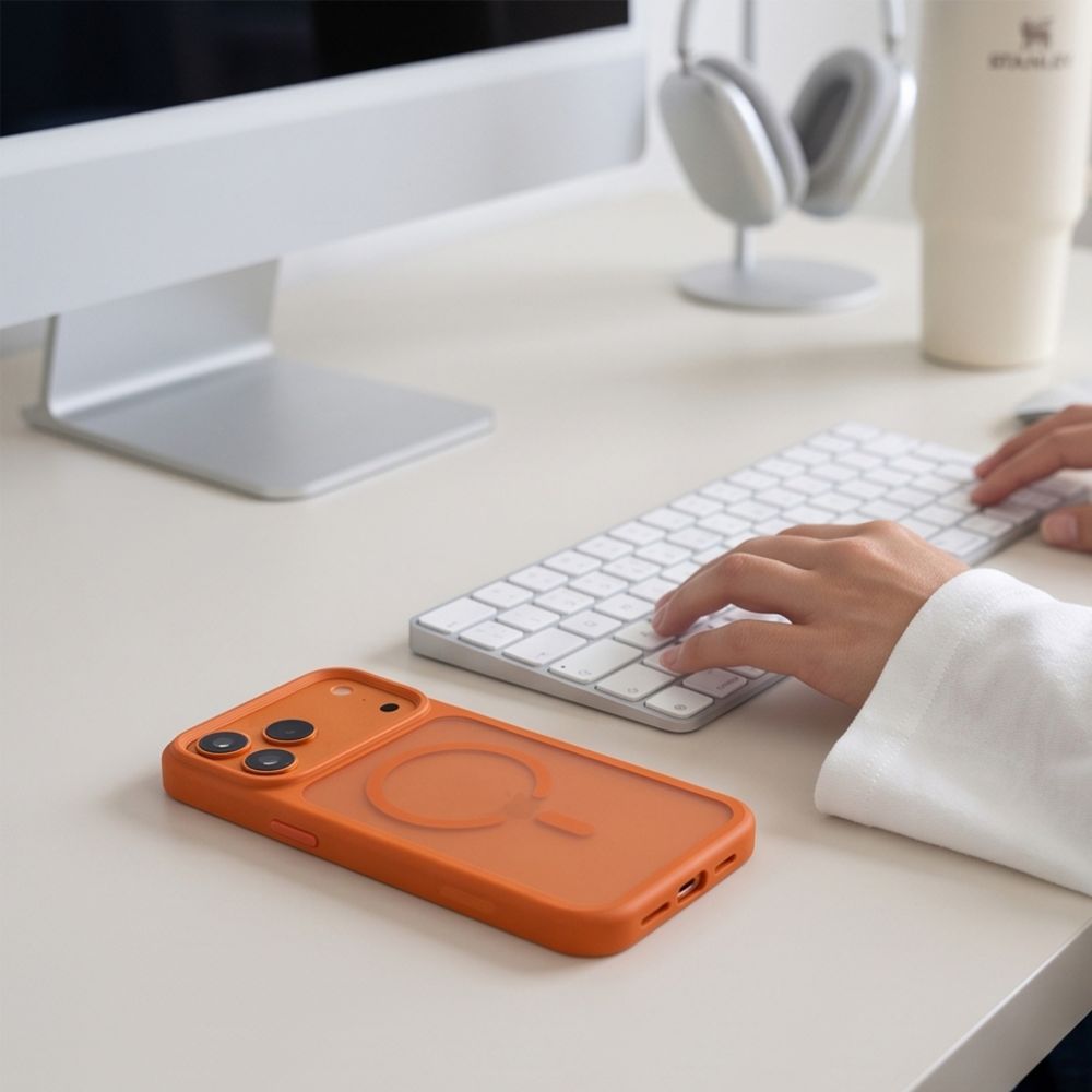 Tech-Protect Magmat MagSafe CC dėklas iPhone 18 Pro Max / 17 Pro Max - matinė oranžinė -- iPhone 18 Pro Max / iPhone 17...