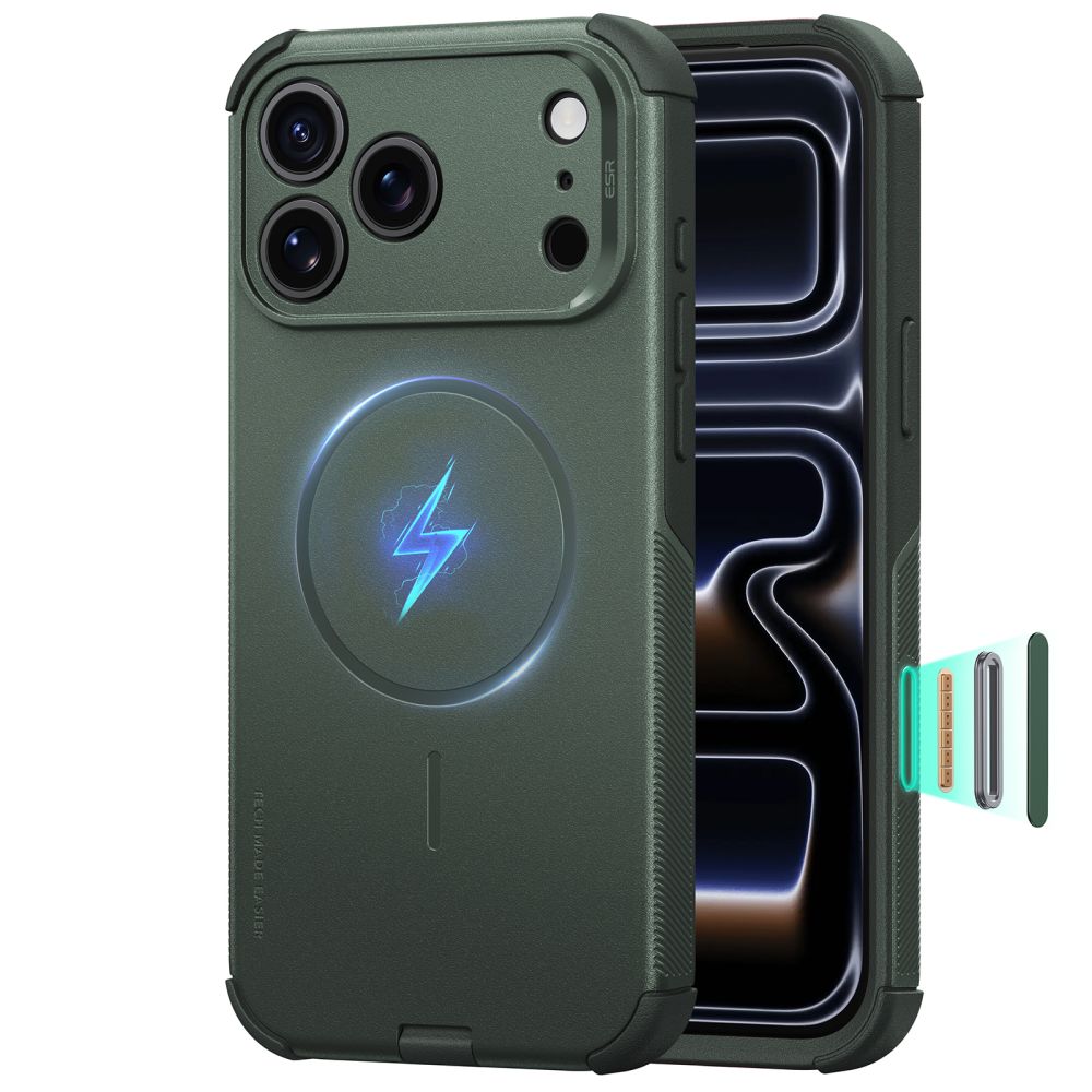 ESR Cyber Tough MagSafe dėklas iPhone 18 Pro Max / 17 Pro Max - žalias -- iPhone 18 Pro Max / iPhone 17 Pro Max