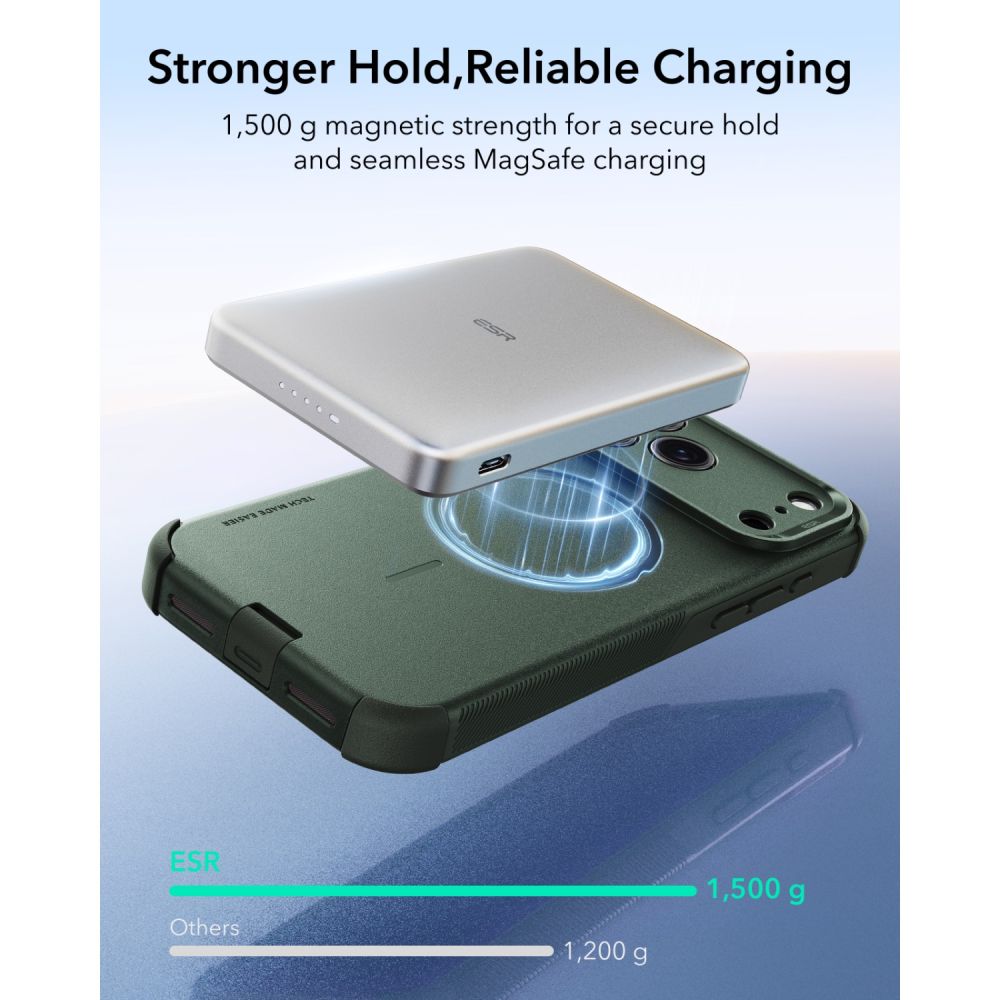 ESR Cyber Tough MagSafe dėklas iPhone 18 Pro Max / 17 Pro Max - žalias -- iPhone 18 Pro Max / iPhone 17 Pro Max