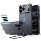 ESR Cyber Tough Kickstand MagSafe dėklas iPhone 18 Pro Max / 17 Pro Max - pilkas -- iPhone 18 Pro Max / iPhone 17 Pro Max