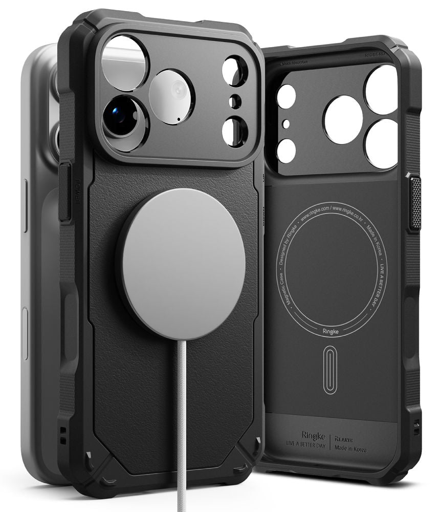 Ringke Rugged Gear Magnetic MagSafe dėklas iPhone 18 Pro / 17 Pro - Juodas -- iPhone 18 Pro / iPhone 17 Pro