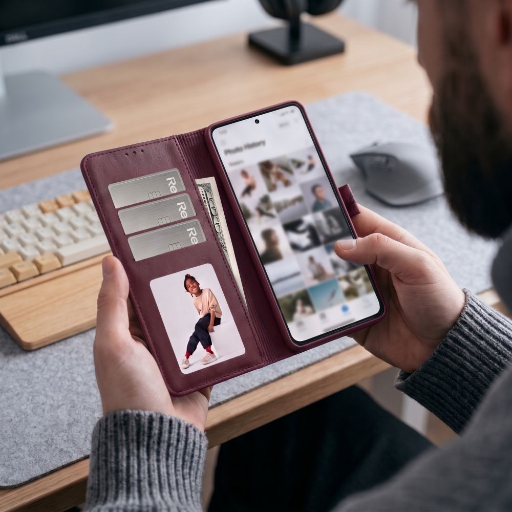 Tech-Protect Piniginė dėklas Xiaomi Redmi Note 17 Pro Max 5G - bordo -- Xiaomi Redmi Note 17 Pro Max