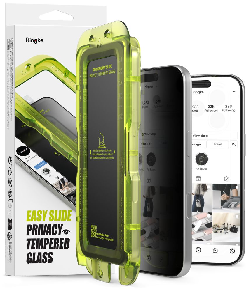 Ringke Easy Slide Privacy grūdinta stiklo apsauga – 2 dalių pakuotė iPhone 18 Pro Max -- iPhone 18 Pro Max