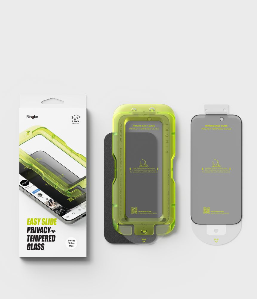 Ringke Easy Slide Privacy grūdinta stiklo apsauga – 2 dalių pakuotė iPhone 18 Pro Max -- iPhone 18 Pro Max