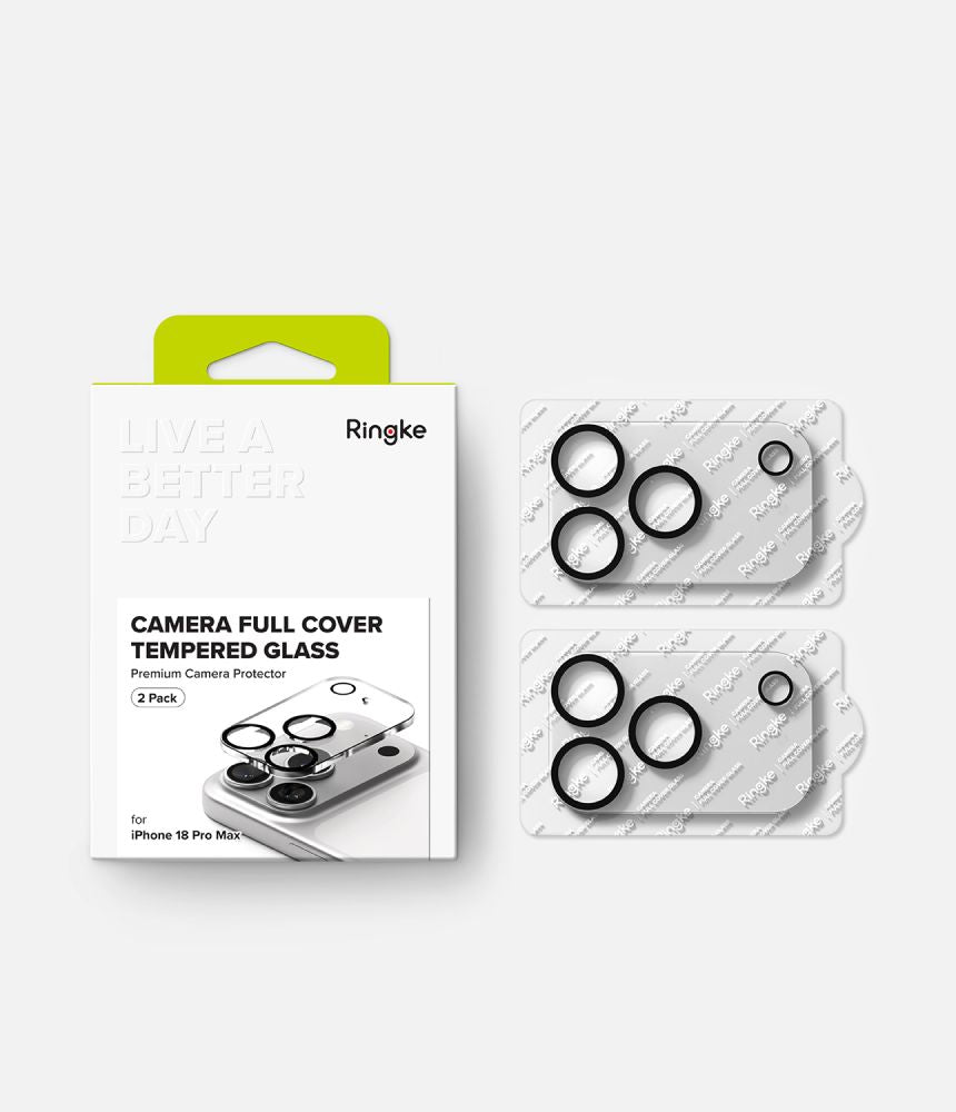 Ringke Camera Full Cover 2 vnt. grūdintas stiklas Apple iPhone 18 Pro Max – juodas -- iPhone 18 Pro Max