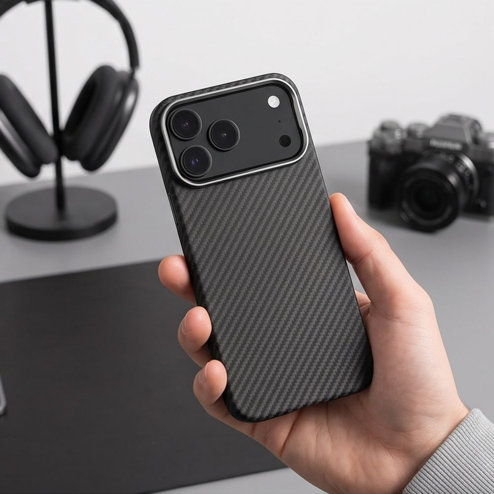 Tech-Protect Ion Carbon MagSafe dėklas iPhone 18 Pro / 17 Pro - juoda ir sidabrinė -- iPhone 18 Pro / iPhone 17 Pro