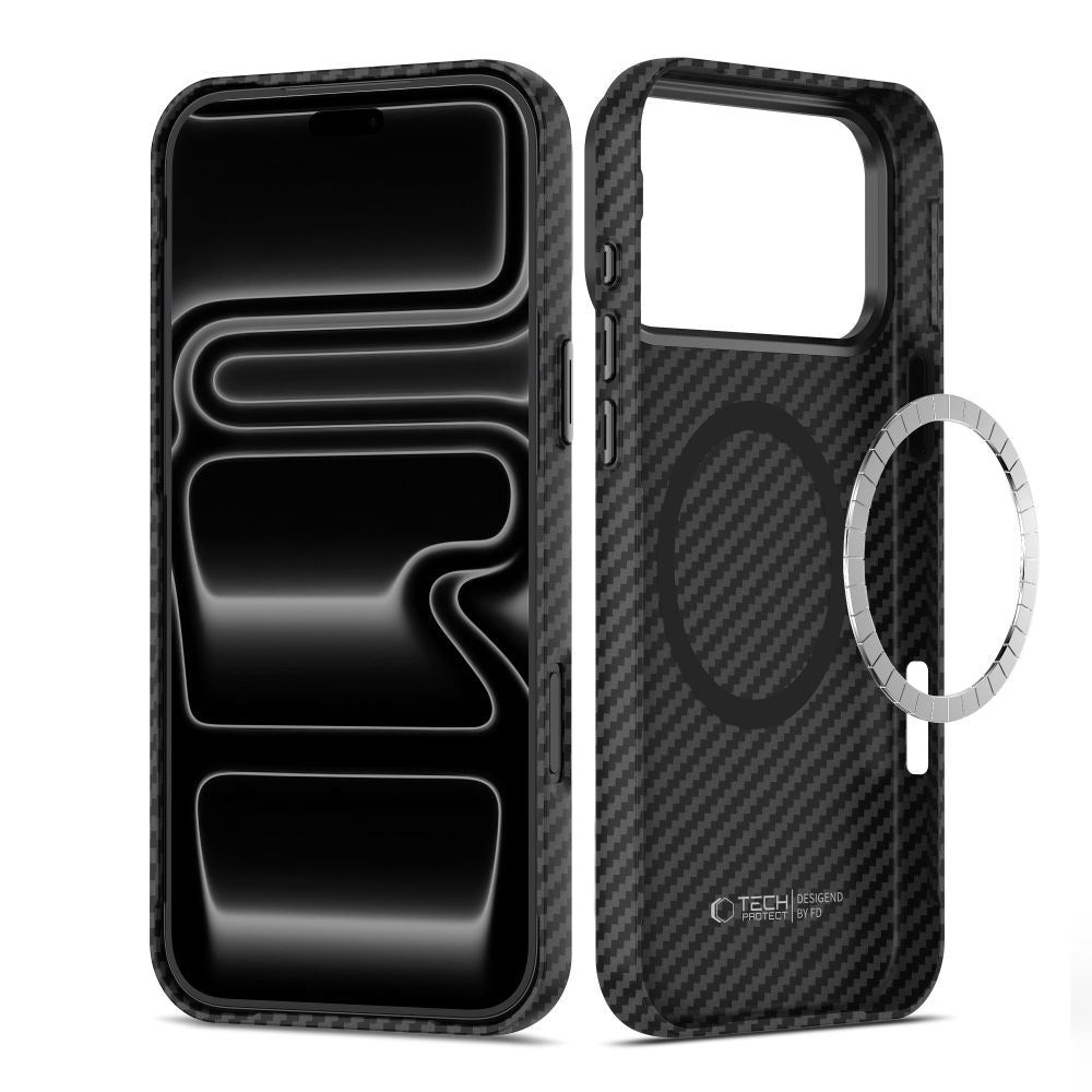 Tech-Protect Ion Carbon MagSafe dėklas iPhone 18 Pro Max / 17 Pro Max - juoda ir sidabrinė -- iPhone 18 Pro Max / iPhone...