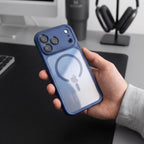 Tech-Protect MagPeak MagSafe CC dėklas iPhone 18 Pro / 17 Pro - skaidri tamsiai mėlyna -- iPhone 18 Pro / iPhone 17 Pro