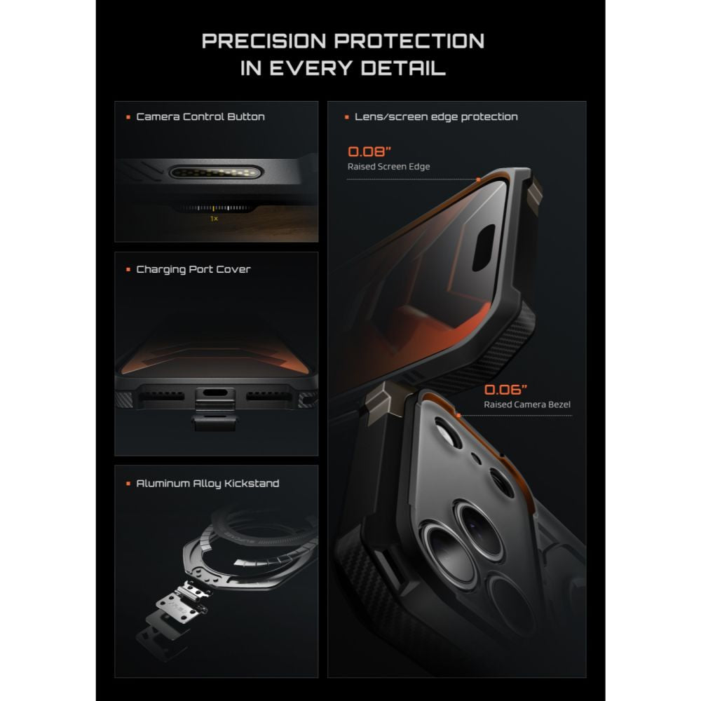 Supcase UB Grip Mag MagSafe dėklas iPhone 18 Pro / 17 Pro - juoda -- iPhone 18 Pro / iPhone 17 Pro