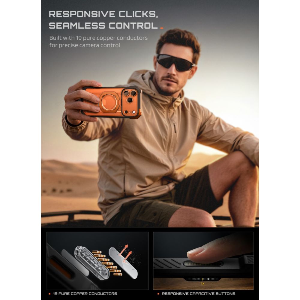 Supcase UB Grip Mag MagSafe dėklas iPhone 18 Pro / 17 Pro - Oranžinė -- iPhone 18 Pro / iPhone 17 Pro