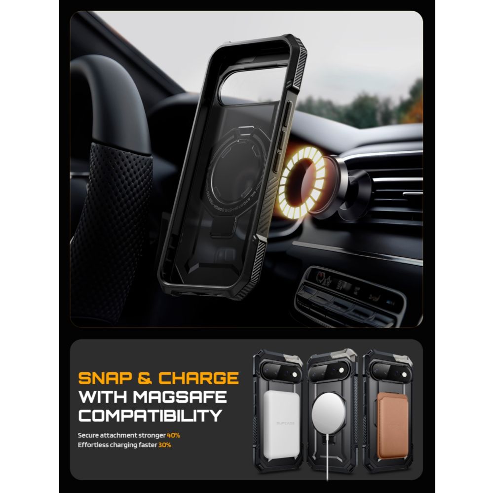 Supcase UB Grip Mag MagSafe dėklas Google Pixel 11 Pro XL - juodas -- Google Pixel 11 Pro XL