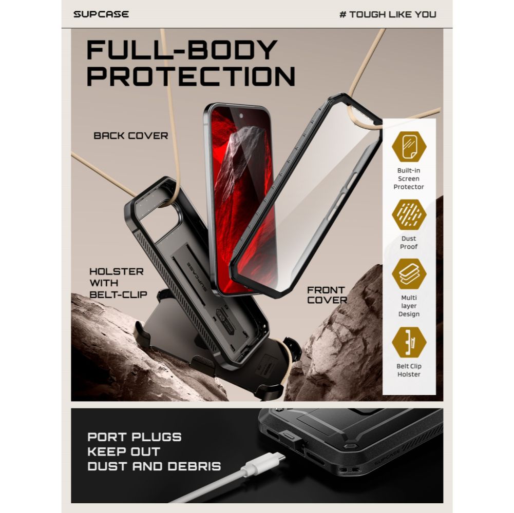 Supcase Unicorn Beetle Pro dėklas Google Pixel 11 Pro - juodas -- Google Pixel 11 Pro