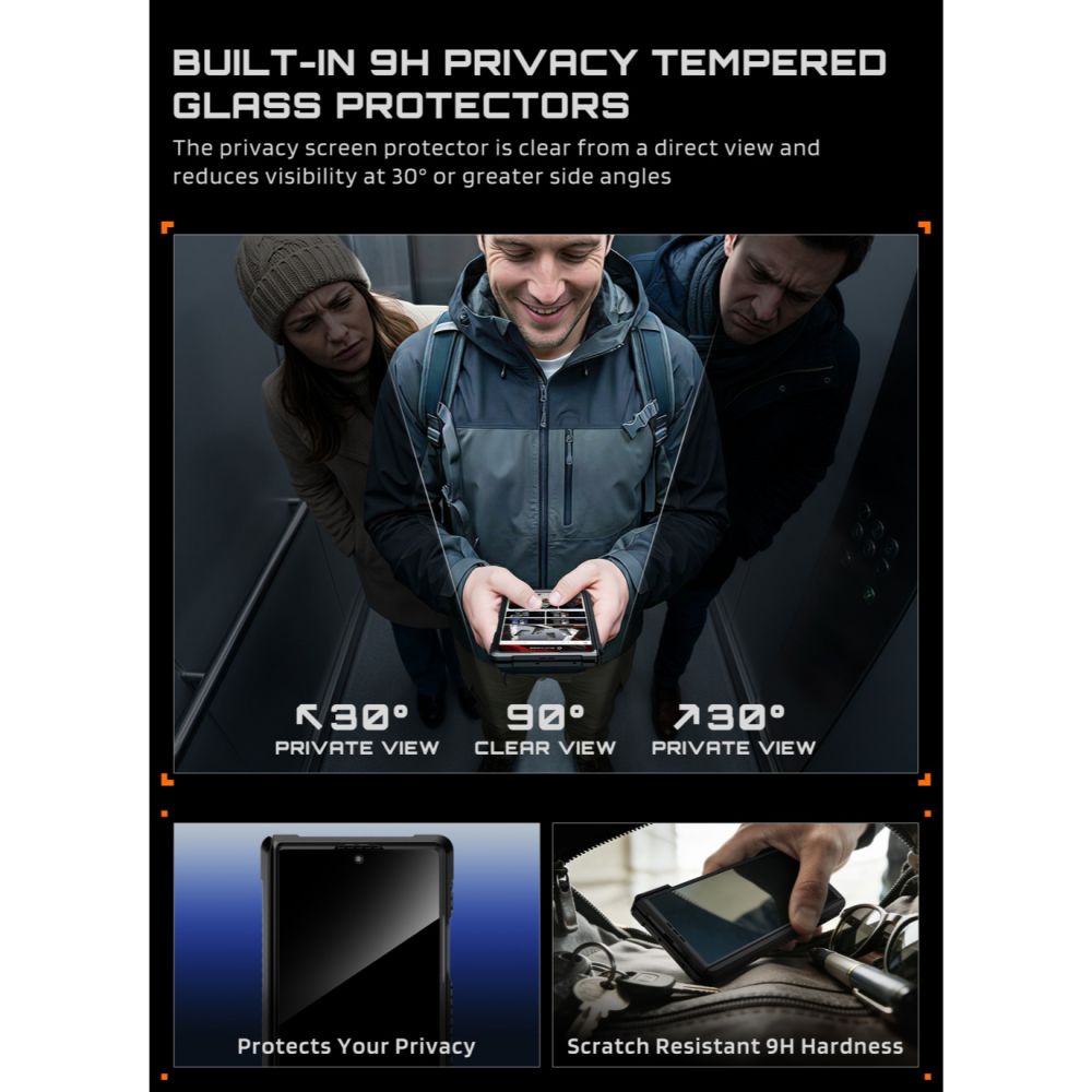 Supcase UB Grip Mag MagSafe privatumo dėklas Samsung Galaxy Z Fold 8 - juodas -- Samsung Galaxy Z Fold 8