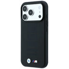 BMW M Blue Perfo Metal Logo MagSafe dėklas Apple iPhone 18 Pro / 17 Pro - juodas -- iPhone 18 Pro / iPhone 17 Pro