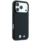 BMW M Blue Perfo Metal Logo MagSafe dėklas Apple iPhone 18 Pro / 17 Pro - juodas -- iPhone 18 Pro / iPhone 17 Pro