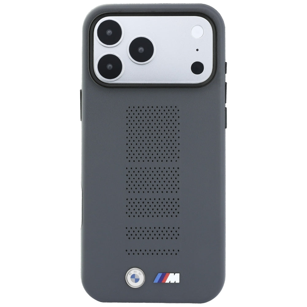 BMW M Blue Perfo Metal Logo MagSafe dėklas skirtas iPhone 18 Pro / 17 Pro - Pilka -- iPhone 18 Pro / iPhone 17 Pro
