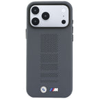 BMW M Blue Perfo Metal Logo MagSafe dėklas skirtas iPhone 18 Pro / 17 Pro - Pilka -- iPhone 18 Pro / iPhone 17 Pro