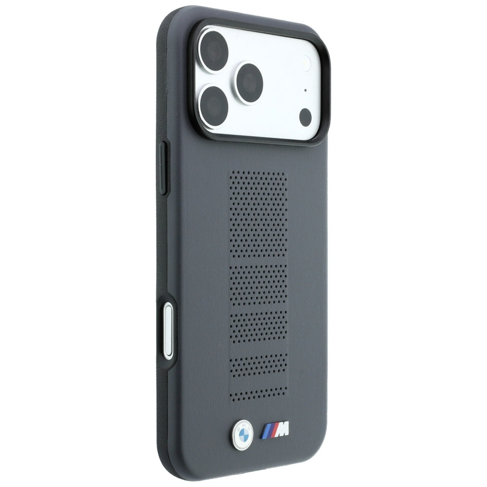 BMW M Blue Perfo Metal Logo MagSafe dėklas skirtas iPhone 18 Pro / 17 Pro - Pilka -- iPhone 18 Pro / iPhone 17 Pro