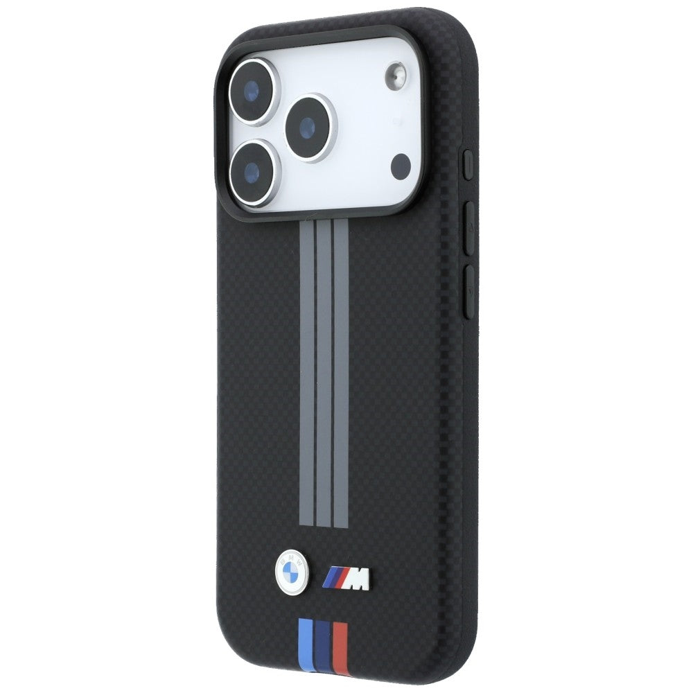 BMW M Quadrille Kevlar Anthracite & Tricolor Print Lines MagSafe dėklas skirtas iPhone 18 Pro Max / 17 Pro Max - Juoda --...