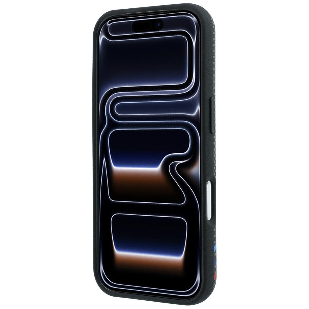 BMW M Quadrille Kevlar Print Tricolor Lines & Metal Logo MagSafe dėklas skirtas iPhone 18 Pro / 17 Pro - Tamsiai pilka --...