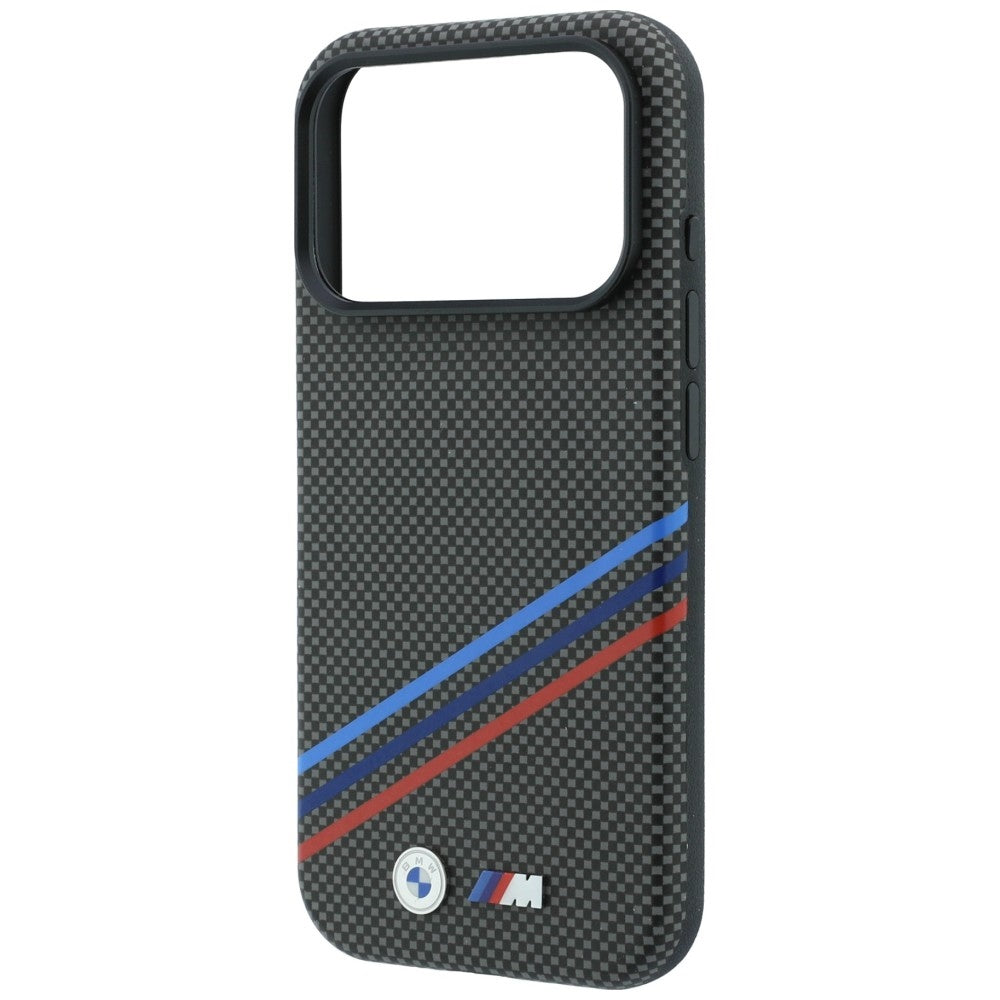 BMW M Quadrille Kevlar Print Tricolor Lines & Metal Logo MagSafe dėklas skirtas iPhone 18 Pro / 17 Pro - Tamsiai pilka --...