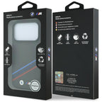 BMW M Quadrille Kevlar Print Tricolor Lines & Metal Logo MagSafe dėklas skirtas iPhone 18 Pro / 17 Pro - Tamsiai pilka --...