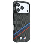 BMW M Quadrille Kevlar Print Tricolor Lines & Metal Logo MagSafe dėklas skirtas iPhone 18 Pro Max / 17 Pro Max - Tamsiai...