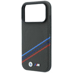 BMW M Quadrille Kevlar Print Tricolor Lines & Metal Logo MagSafe dėklas skirtas iPhone 18 Pro Max / 17 Pro Max - Tamsiai...