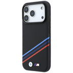 BMW M Quadrille Kevlar Print Tricolor Lines & Metal Logo MagSafe dėklas iPhone 18 Pro / 17 Pro - juoda -- iPhone 18 Pro /...