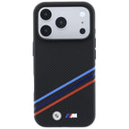 BMW M Quadrille Kevlar Print Tricolor Lines & Metal Logo MagSafe dėklas iPhone 18 Pro Max / 17 Pro Max - juoda -- iPhone...