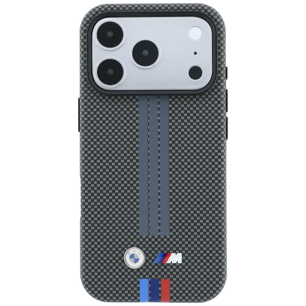 BMW M Quadrille Kevlar Tricolor Print Lines MagSafe dėklas iPhone 18 Pro / 17 Pro - antracinė -- iPhone 18 Pro / iPhone...