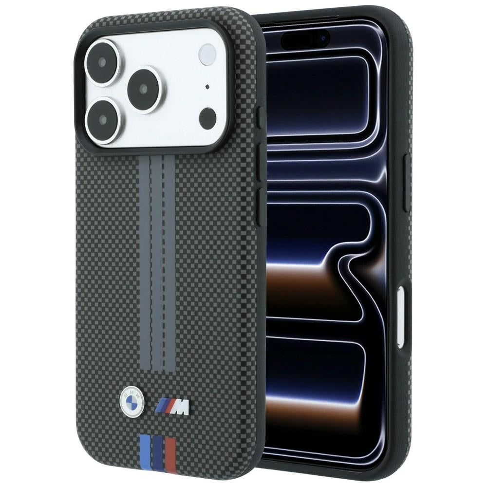 BMW M Quadrille Kevlar Tricolor Print Lines MagSafe dėklas iPhone 18 Pro Max / 17 Pro Max - antracinė -- iPhone 18 Pro...