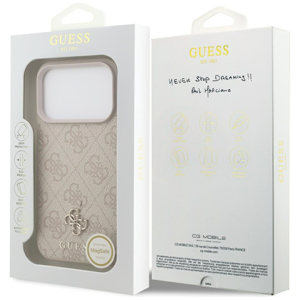 Guess 4G Small Classic Logo MagSafe dėklas iPhone 18 Pro / 17 Pro - Rožinis -- iPhone 18 Pro / iPhone 17 Pro