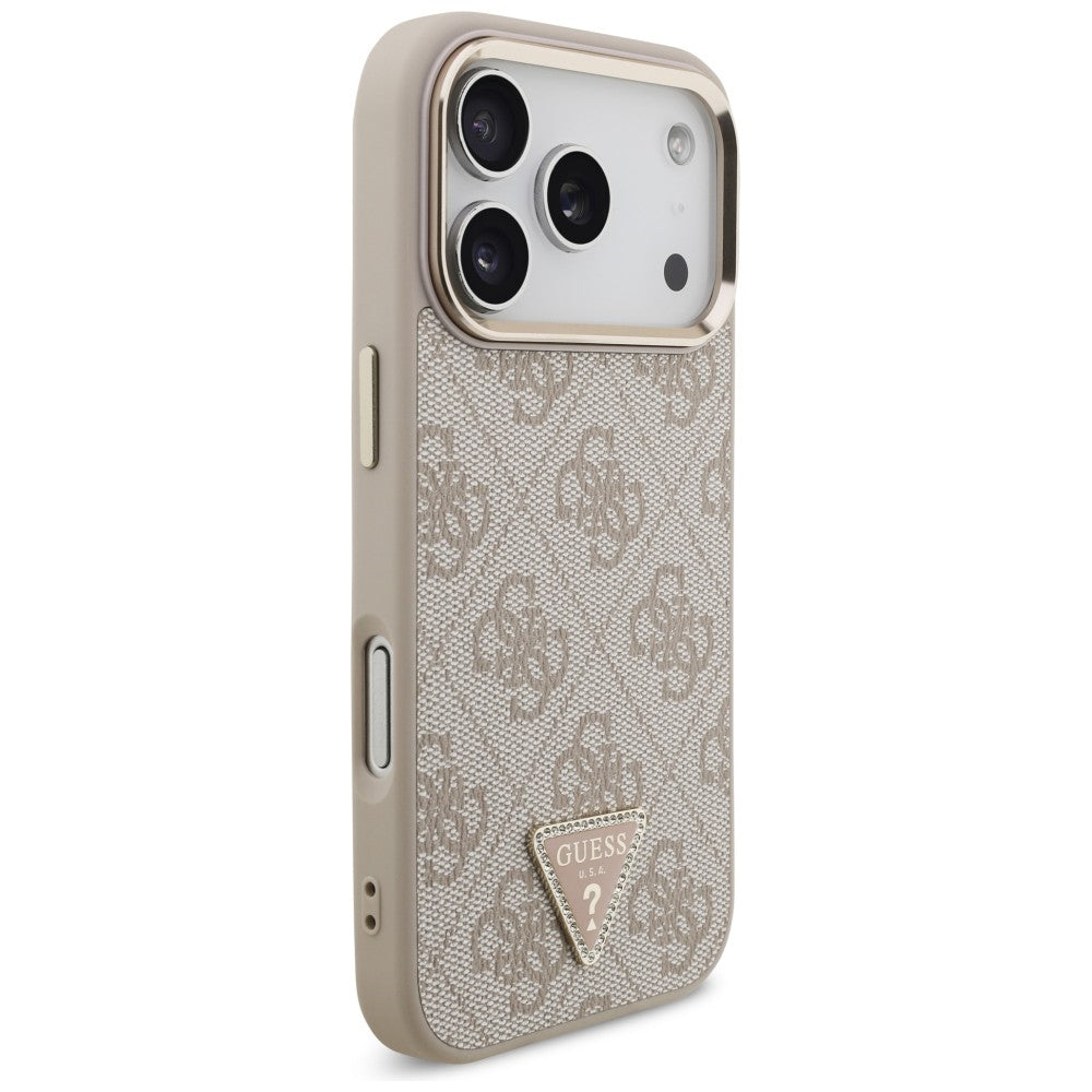 Guess 4G Triangle Logo MagSafe dėklas iPhone 18 Pro / 17 Pro - Rose Gold -- iPhone 18 Pro / iPhone 17 Pro