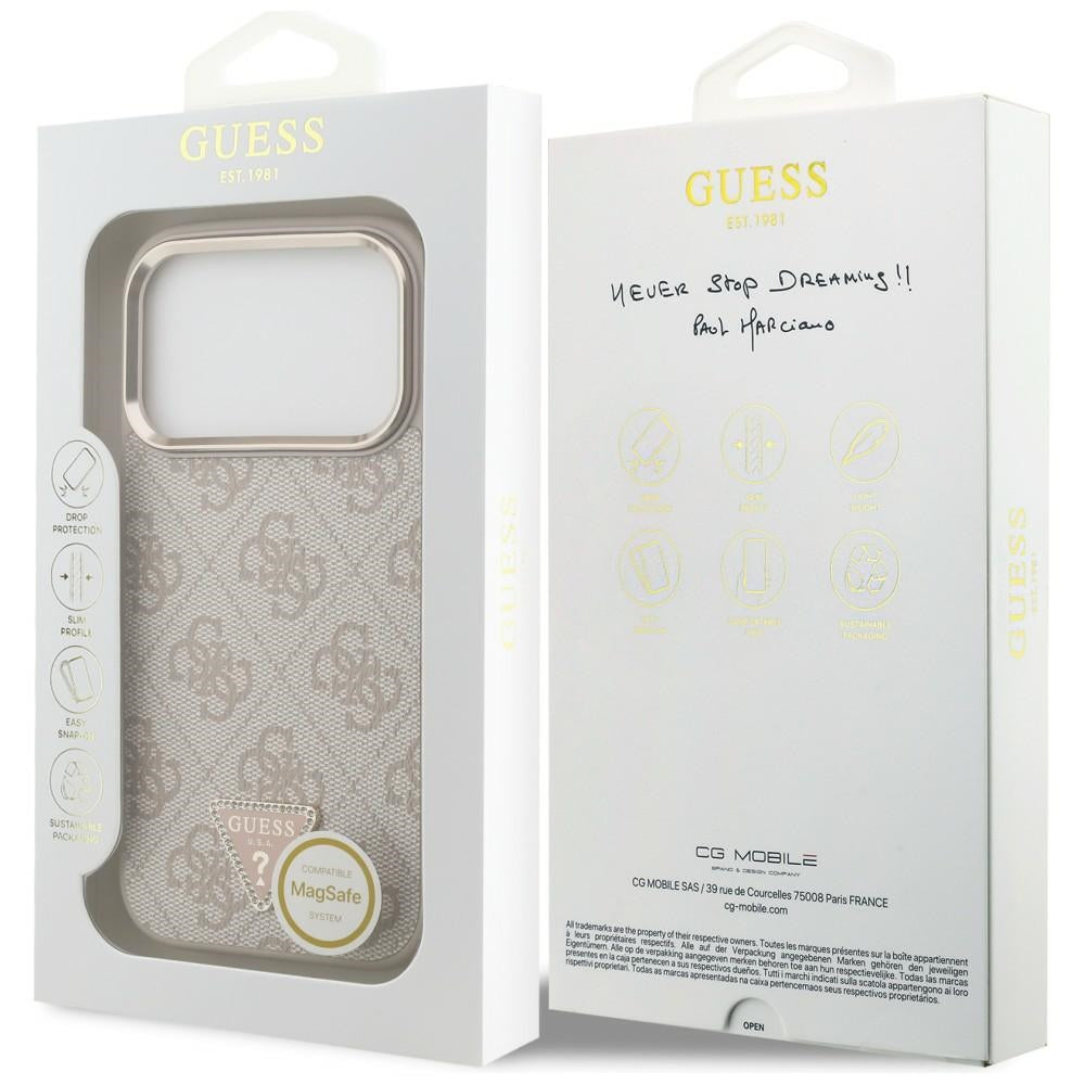 Guess 4G Triangle Logo MagSafe dėklas iPhone 18 Pro / 17 Pro - Rose Gold -- iPhone 18 Pro / iPhone 17 Pro