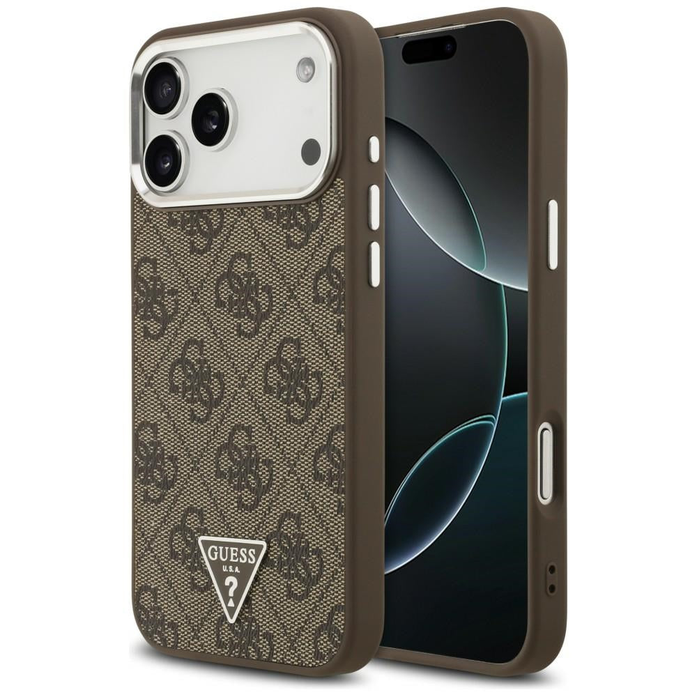 Guess 4G Triangle Logo MagSafe dėklas iPhone 18 Pro Max / 17 Pro Max - Ruda ir Sidabras -- iPhone 18 Pro Max / iPhone 17...