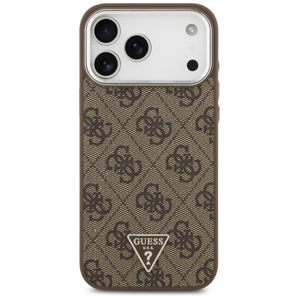 Guess 4G Triangle Logo MagSafe dėklas iPhone 18 Pro Max / 17 Pro Max - Ruda ir Sidabras -- iPhone 18 Pro Max / iPhone 17...