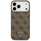 Guess 4G Triangle Logo MagSafe dėklas iPhone 18 Pro Max / 17 Pro Max - Ruda ir Sidabras -- iPhone 18 Pro Max / iPhone 17...