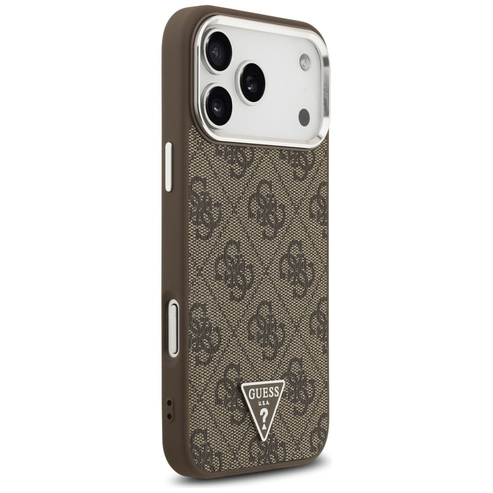 Guess 4G Triangle Logo MagSafe dėklas iPhone 18 Pro Max / 17 Pro Max - Ruda ir Sidabras -- iPhone 18 Pro Max / iPhone 17...