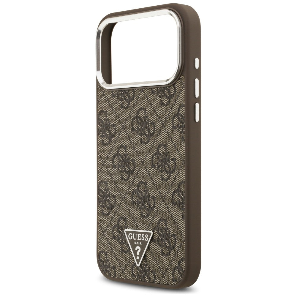 Guess 4G Triangle Logo MagSafe dėklas iPhone 18 Pro Max / 17 Pro Max - Ruda ir Sidabras -- iPhone 18 Pro Max / iPhone 17...