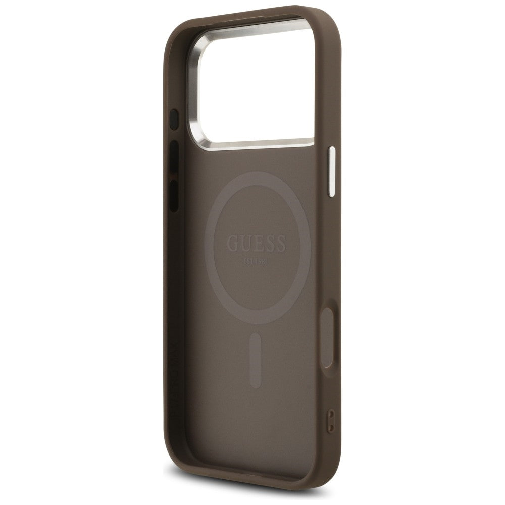 Guess 4G Triangle Logo MagSafe dėklas iPhone 18 Pro Max / 17 Pro Max - Ruda ir Sidabras -- iPhone 18 Pro Max / iPhone 17...