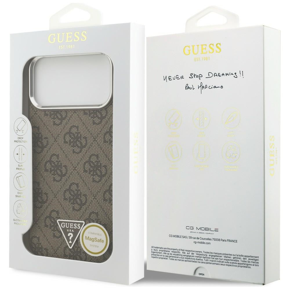 Guess 4G Triangle Logo MagSafe dėklas iPhone 18 Pro Max / 17 Pro Max - Ruda ir Sidabras -- iPhone 18 Pro Max / iPhone 17...