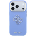 Guess Grained &amp; Big Resin Logo dėklas iPhone 18 Pro / 17 Pro - mėlynas -- iPhone 18 Pro / iPhone 17 Pro
