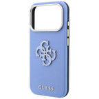 Guess Grained &amp; Big Resin Logo dėklas iPhone 18 Pro / 17 Pro - mėlynas -- iPhone 18 Pro / iPhone 17 Pro