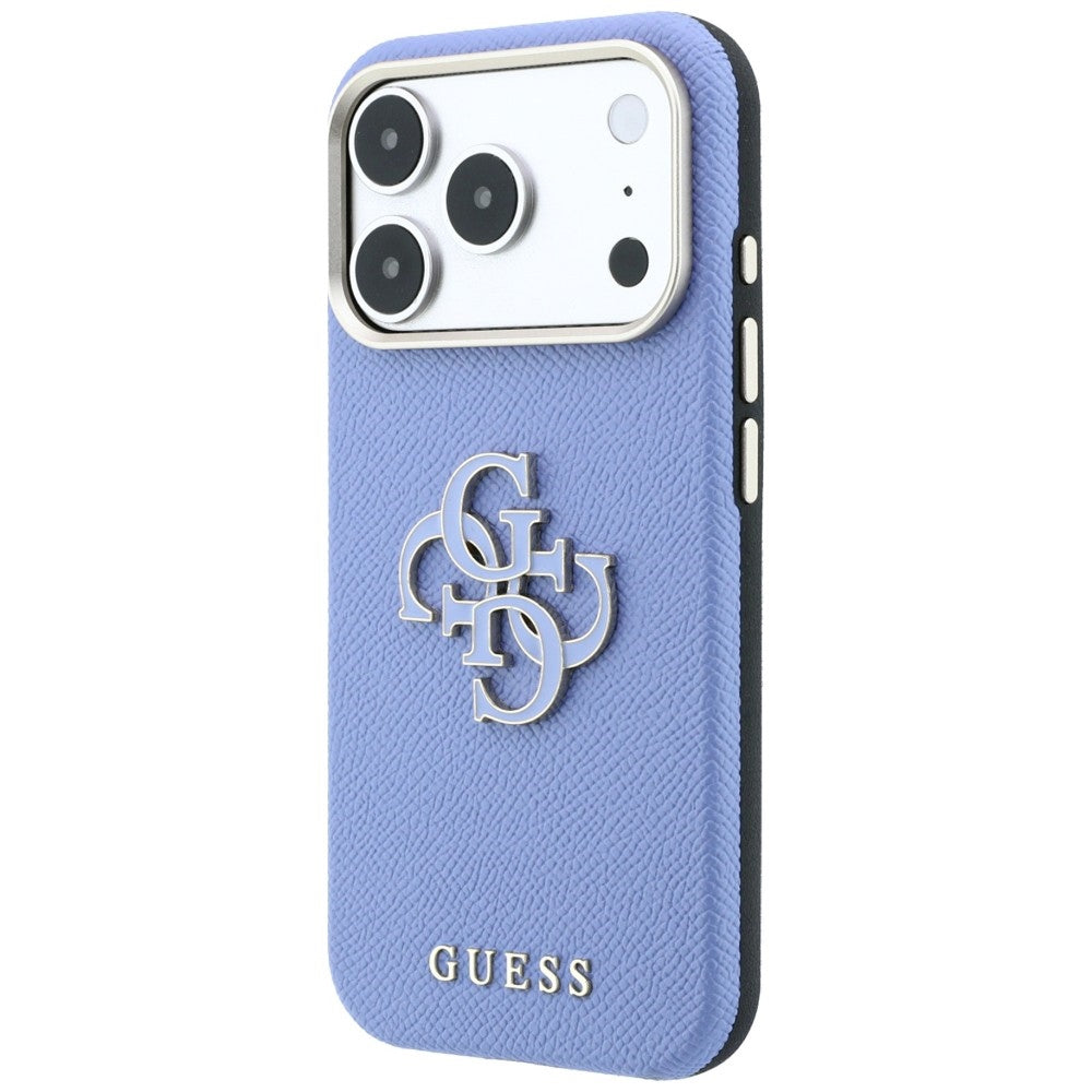 Guess Grained &amp; Big Resin Logo dėklas iPhone 18 Pro Max / 17 Pro Max - Mėlynas -- iPhone 18 Pro Max / iPhone 17 Pro Max
