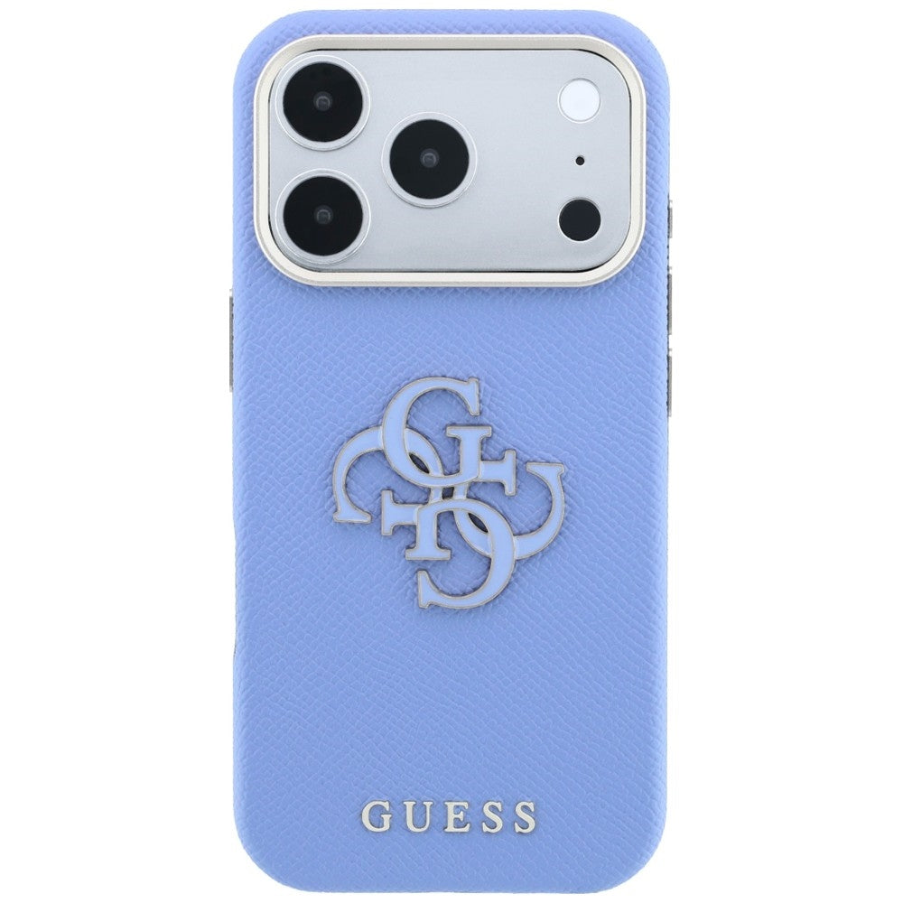 Guess Grained &amp; Big Resin Logo dėklas iPhone 18 Pro Max / 17 Pro Max - Mėlynas -- iPhone 18 Pro Max / iPhone 17 Pro Max