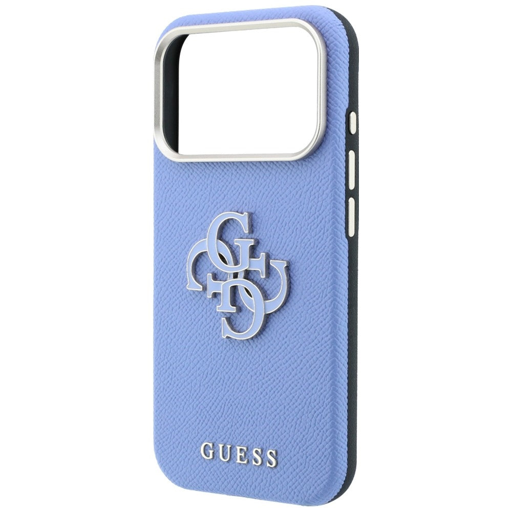 Guess Grained &amp; Big Resin Logo dėklas iPhone 18 Pro Max / 17 Pro Max - Mėlynas -- iPhone 18 Pro Max / iPhone 17 Pro Max