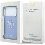 Guess Grained &amp; Big Resin Logo dėklas iPhone 18 Pro Max / 17 Pro Max - Mėlynas -- iPhone 18 Pro Max / iPhone 17 Pro Max